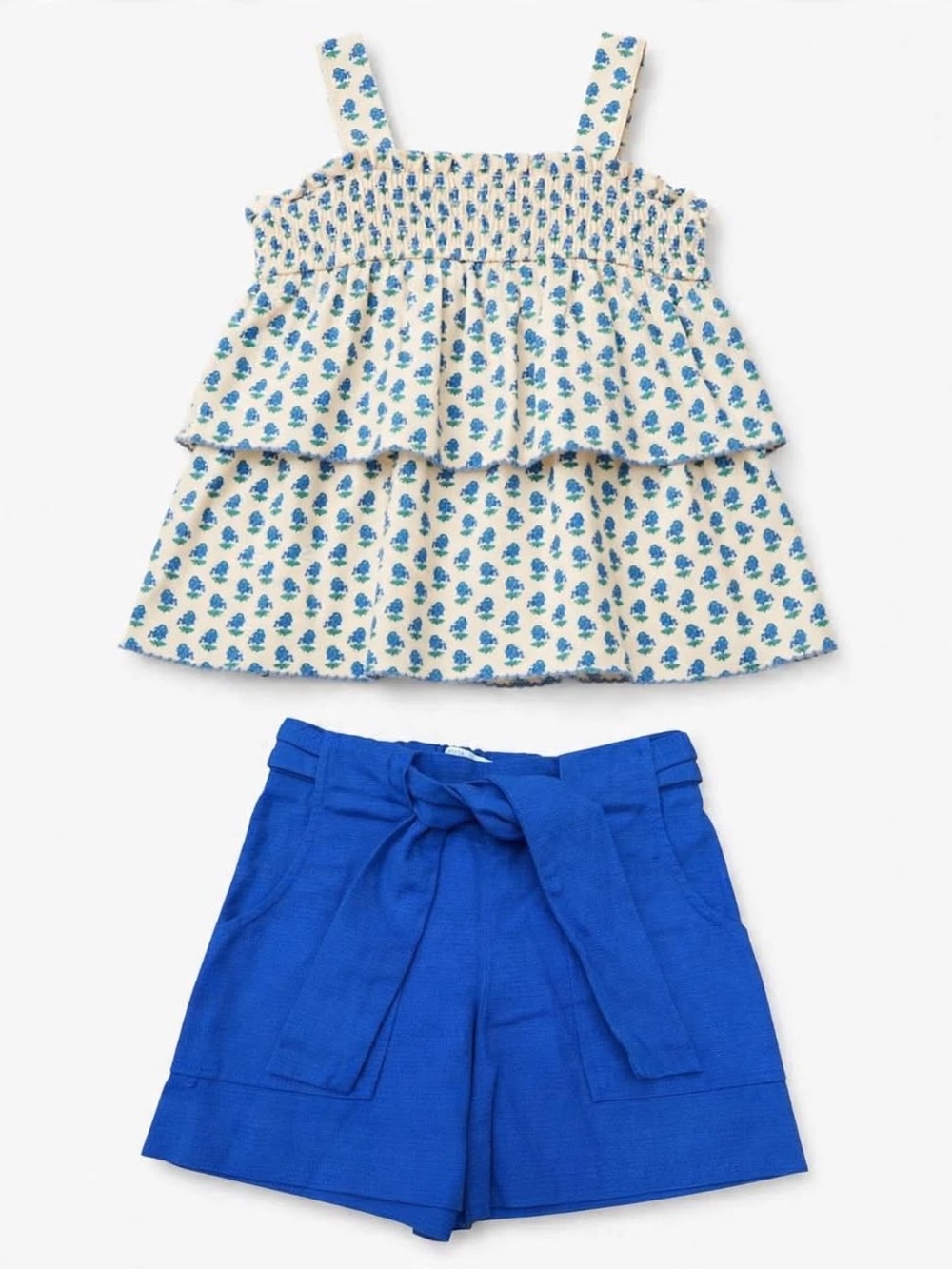 Zara Royal Blue Tie-Waist Shorts Sz 11/12 pockets structured preppy tie waist